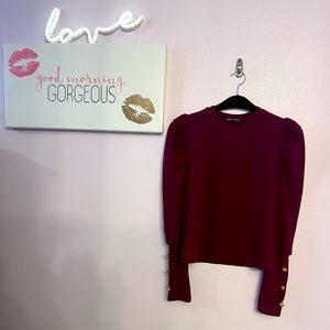 Shein Merlot Puff Shoulder Top